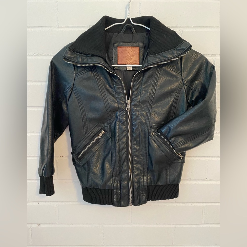 Child’s faux leather bomber jacket, size 5/6